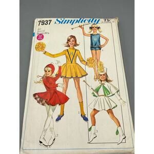 Vintage Simplicity 7937 Cheerleader Majorette Skater Costume Pattern Sz 10